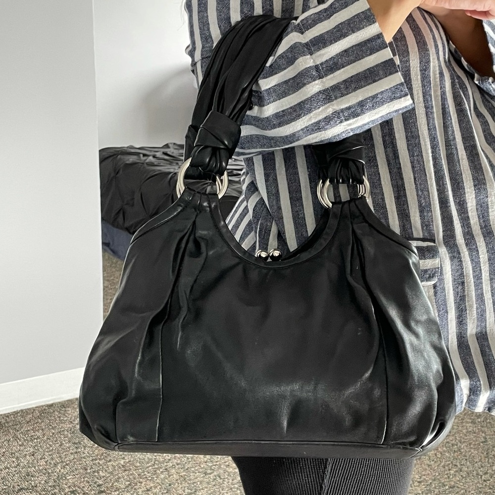 COACH PARKER BLACK LEATHER SATCHEL SHOULDER BAG - Picture 8 of 9